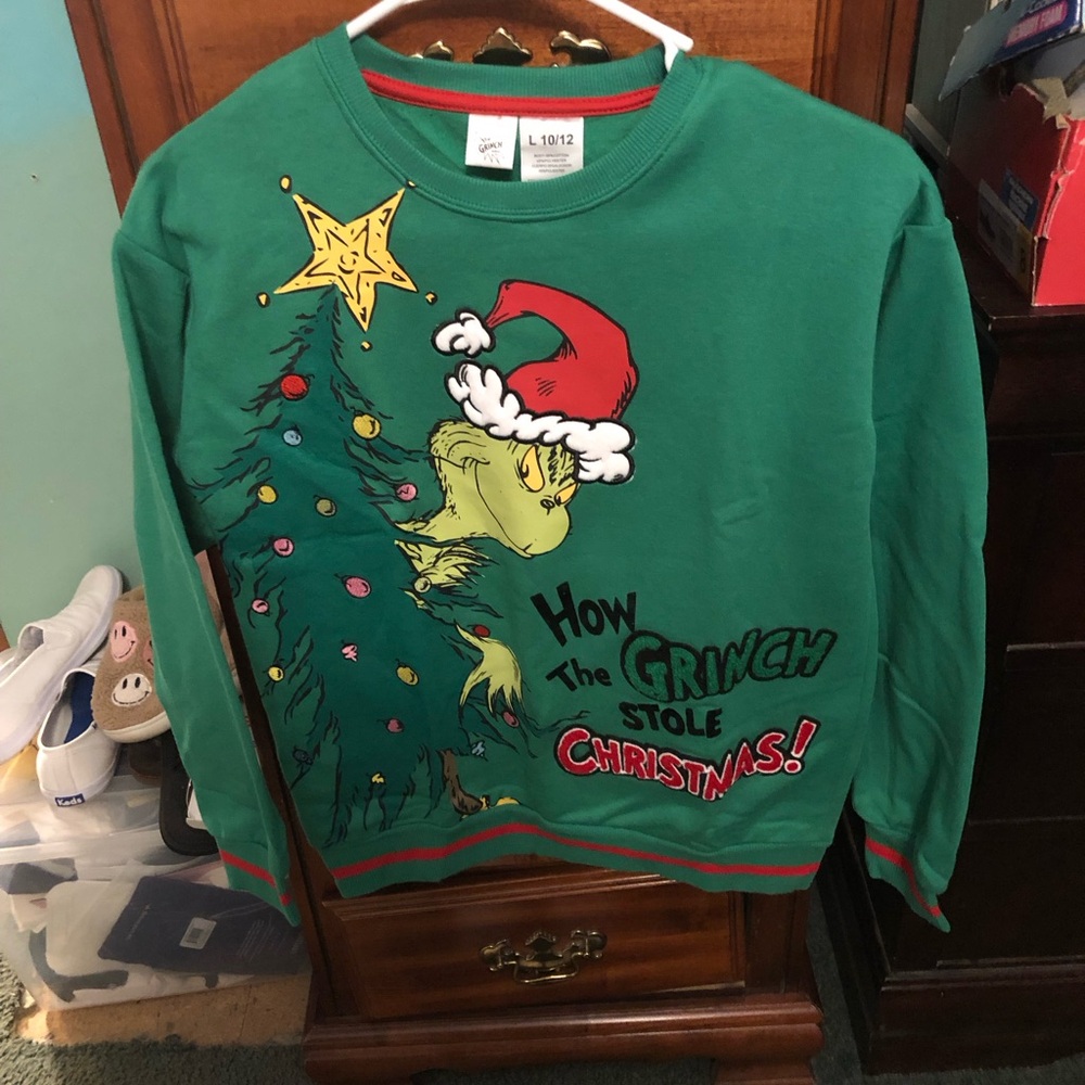 NWT How The Grinch Stole Christmas Holiday Sweatshirt 10/12 (Kids) - Picture 4 of 5